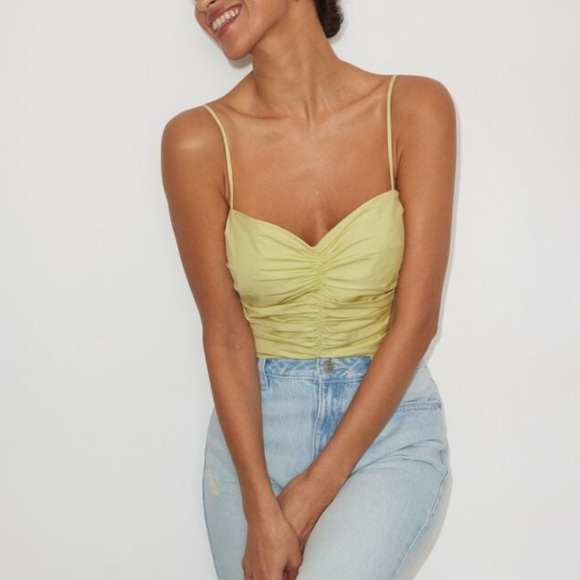 Dynamite “Ruched Poplin Cami” Cropped  Top - Picture 2 of 9